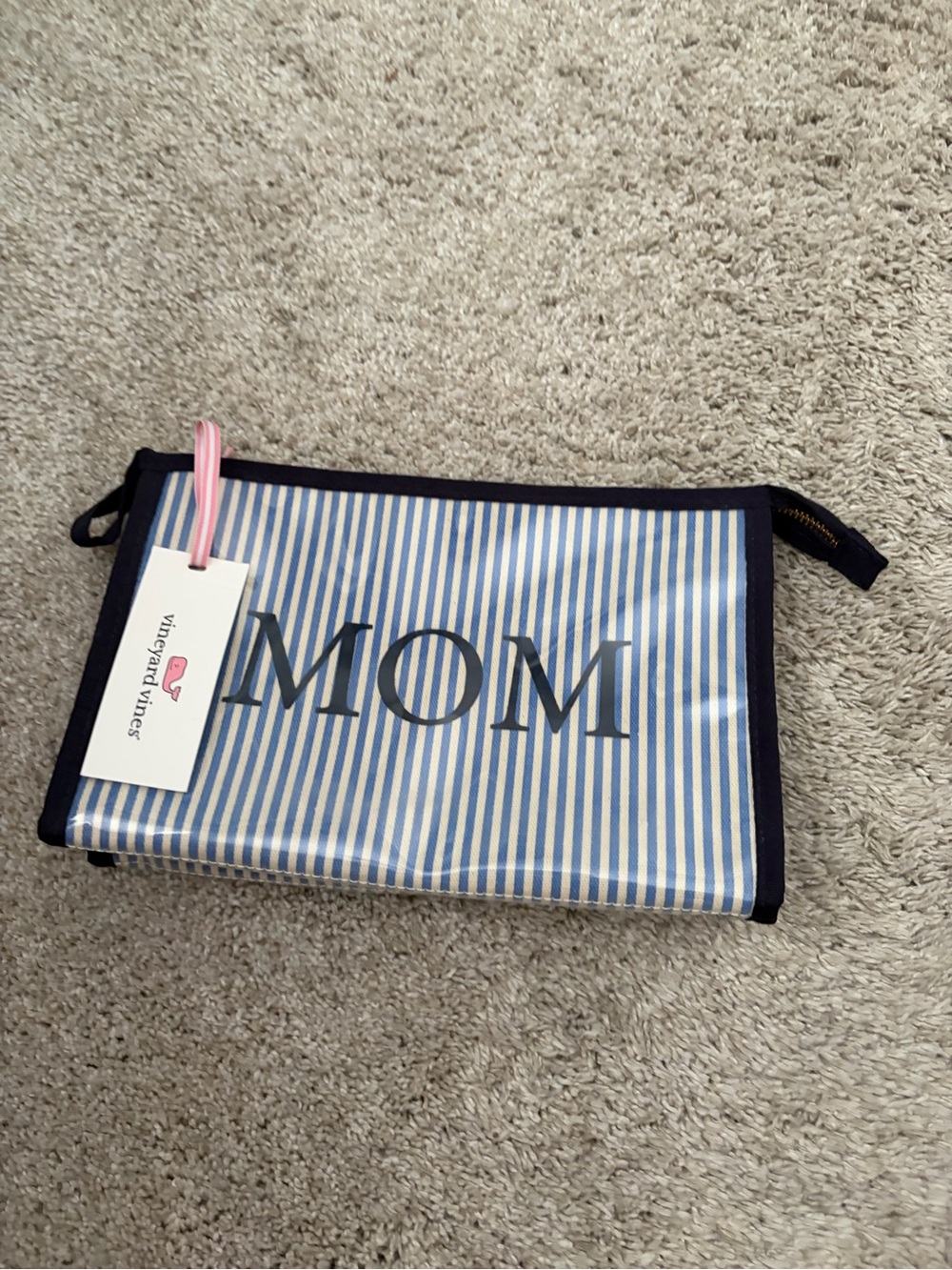 Vineyard Vines Navy & White Striped MOM Cosmetic Pouch